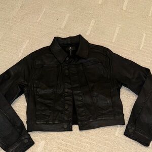7 For All Mankind Black Classic Coated Denim Jacket Size Small